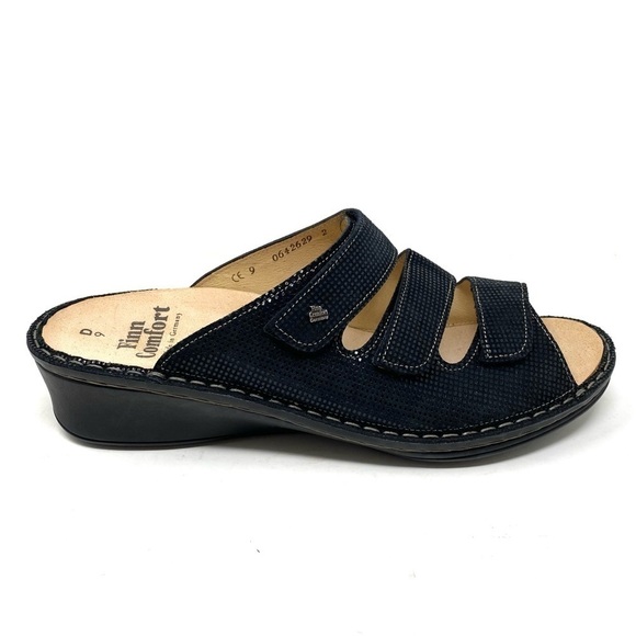 Finn Comfort Cremona Black Three Strap Sandals - Picture 1 of 8